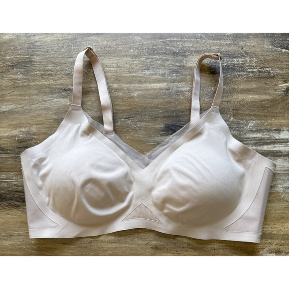 Honeylove Other - Honeylove Crossover V Neck Bra L Nude Sand Beige Wireless Padded Support EUC